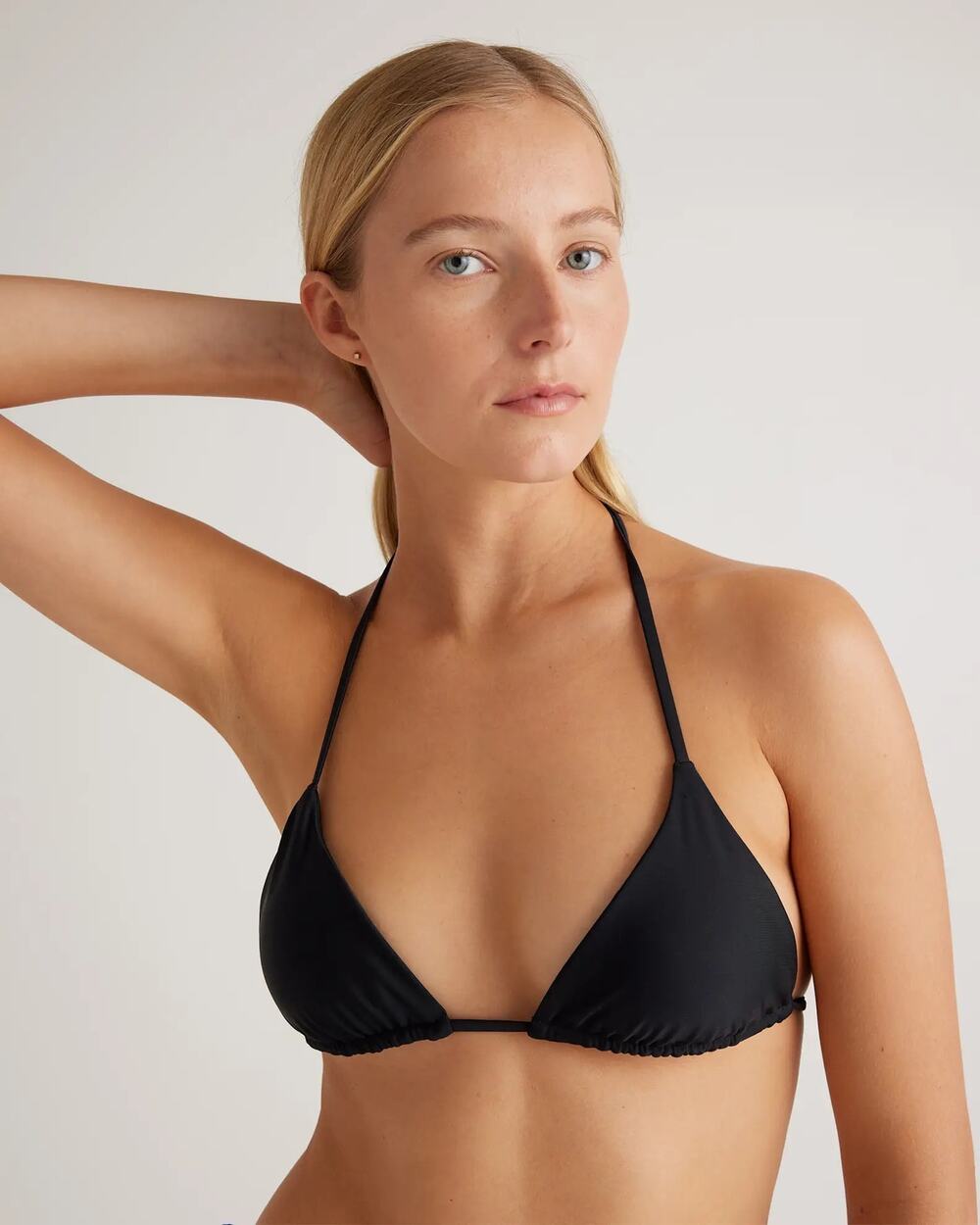 Quince Italian Triangle Bikini Top in Black Size Medium